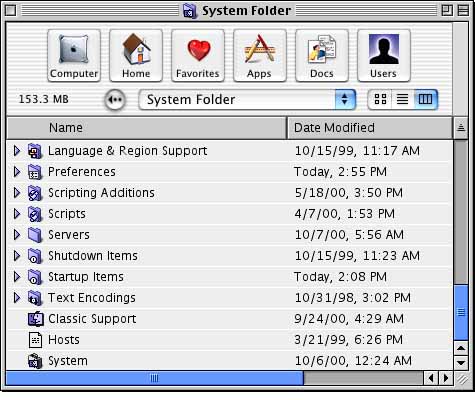 Mac OS 9 System Folder with grafted toolbar