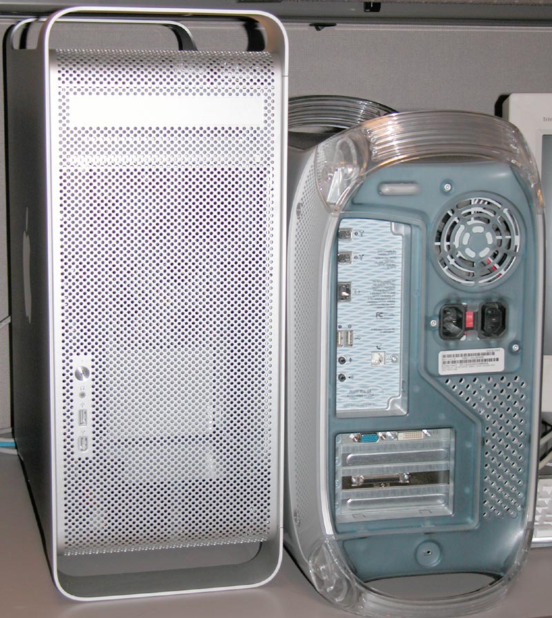 When a Power Mac G5 and a Power Mac G4 are placed side by side, 