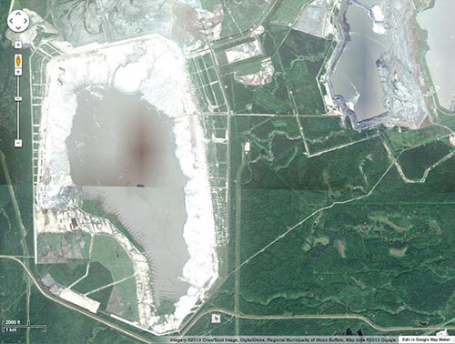 oil sands waste pond