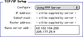 TCP/IP control panel