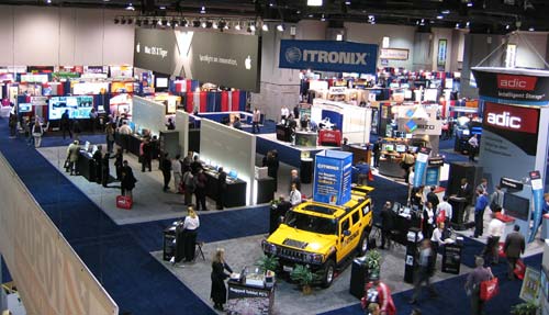 Aerial shot of Apple booth