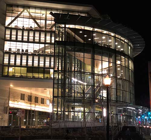 Silver Spring branch of the Montgomery County Library. This very modern library is filled with children's rooms, computer rooms, study rooms, and lots of nooks and crannies for reading.