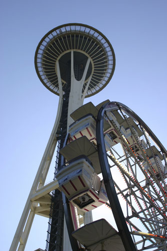 Space Needle and Ferris Wheel