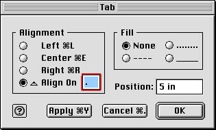 Tab dialog box