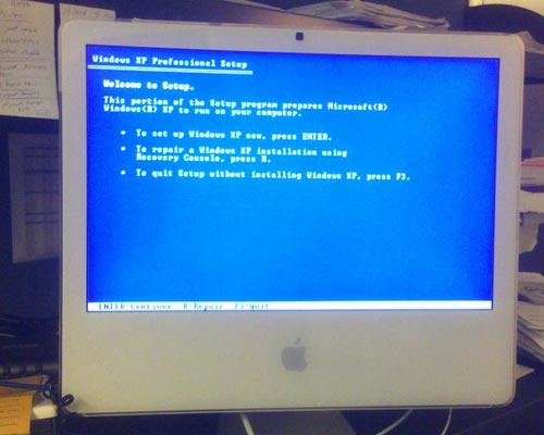 iMac with Windows install screen