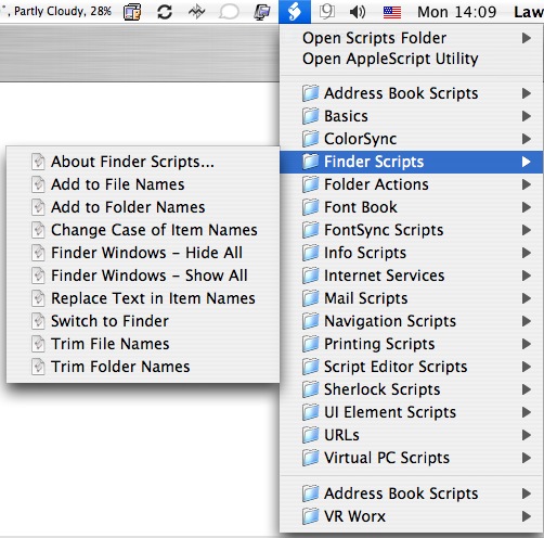 Select Finder Scripts from the menu