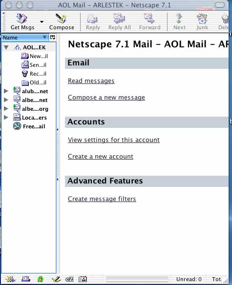 Netscape Navigator mail interface