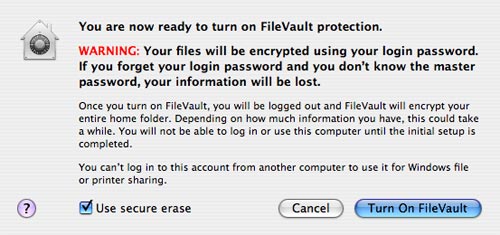 Turn on FileVault