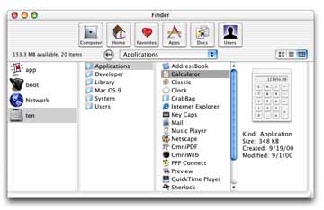 Finder window in column view