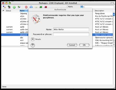 Fink password prompt
