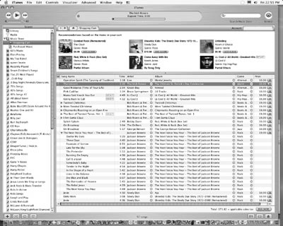 iTunes Music Store shopping cart