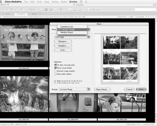 Contact sheet creation