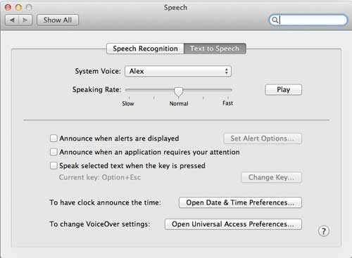 Speech Control Panel