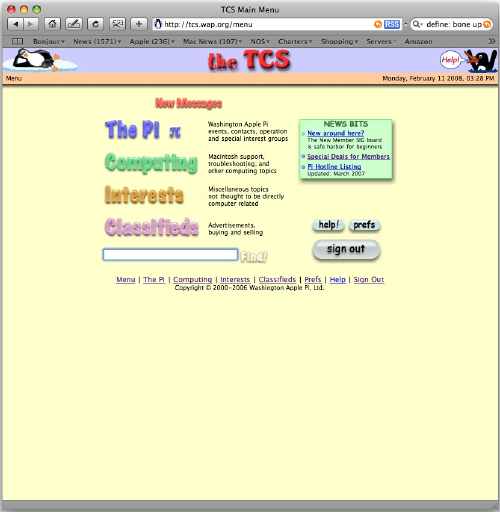 TCS opening page