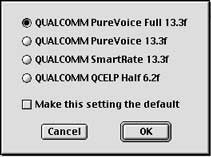 PureVoice dialog box