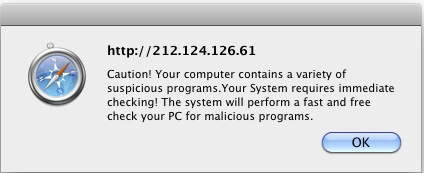 Alleged malware warning