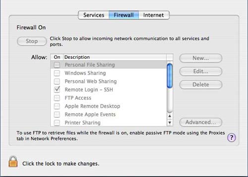Mac OS X firewall