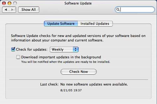 Mac OS X software update