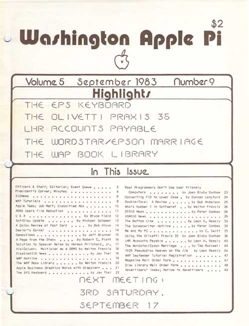 Washington Apple Pi Journal September 1983