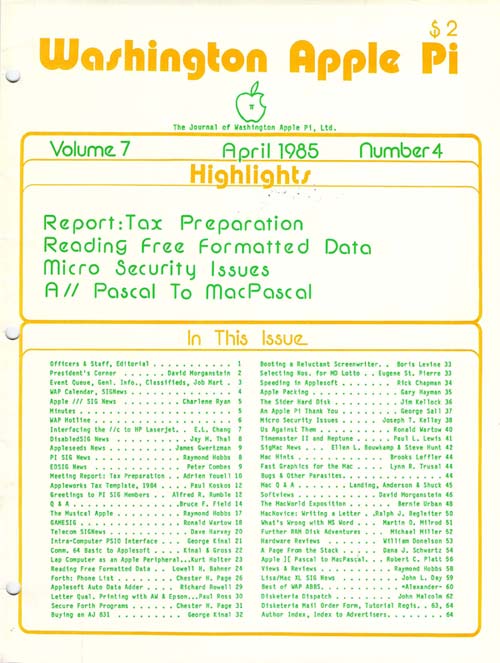 Washington Apple Pi Journal April 1985