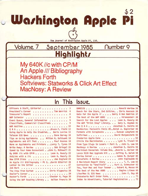 Washington Apple Pi Journal September 1985
