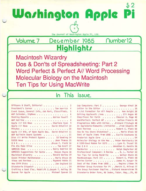 Washington Apple Pi Journal December 1985