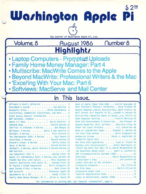 Washington Apple Pi Journal August 1986