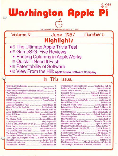 Washington Apple Pi Journal June 1987