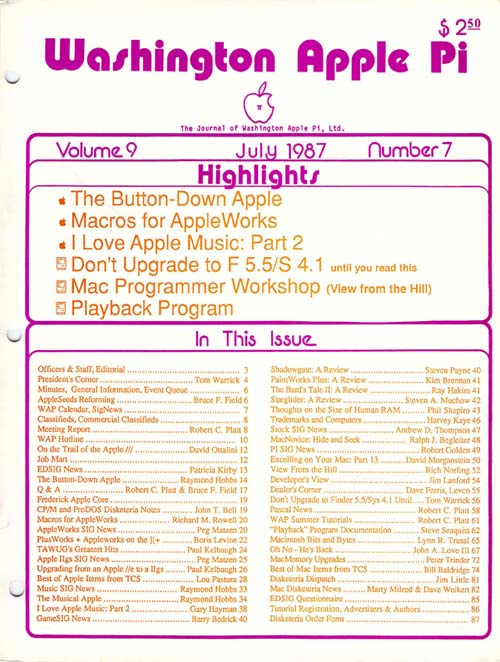 Washington Apple Pi Journal July 1987