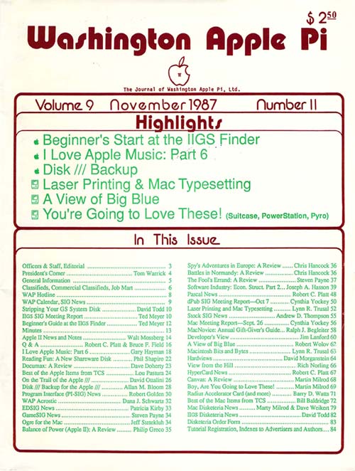 Washington Apple Pi Journal November 1987