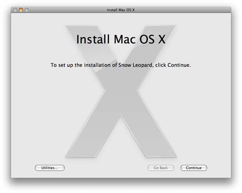 Opening installer screen