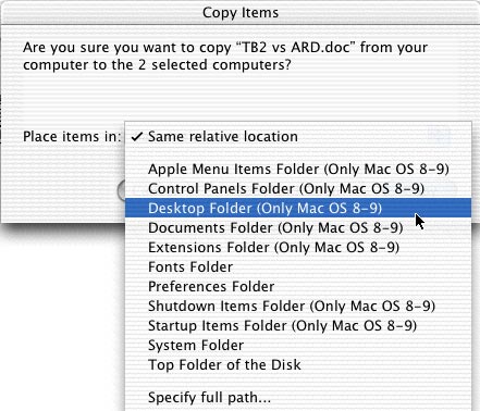 Entering location in Apple Remote Desktop