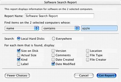Apple Remote Desktop search dialog