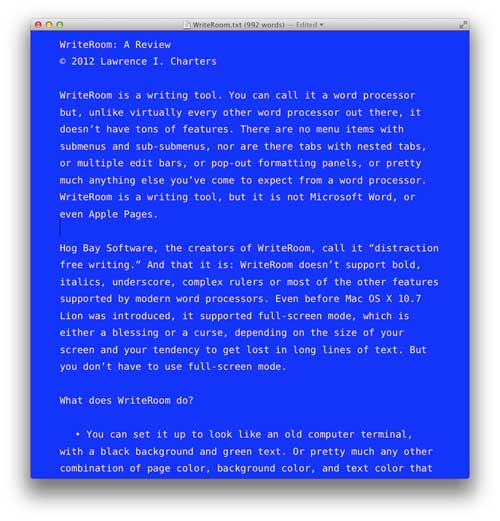 WriteRoom pretending to be WordPerfect