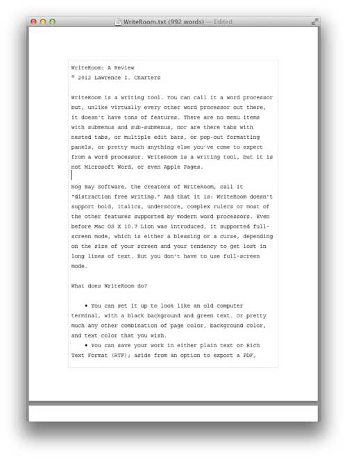 WriteRoom configured to look like a typewriter.