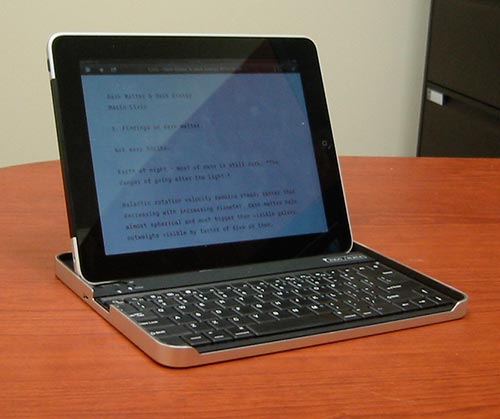 The iPad and ZAGGmate, front view.